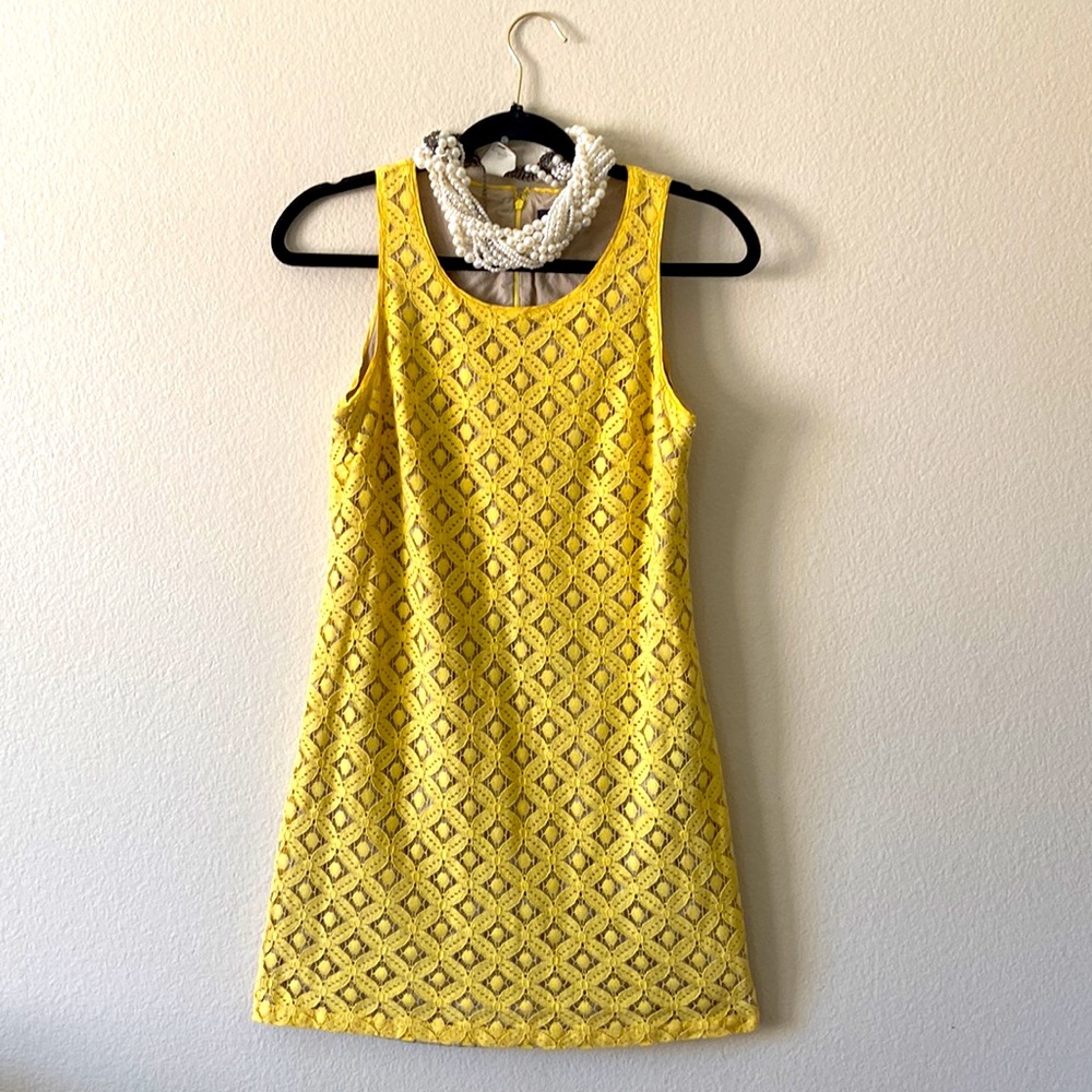 APT 9 YELLOW Lacey Overlay Dress